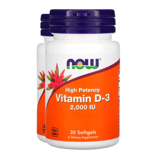 Kit 2x Vitamina D-3 2000IU Now Foods 30 Cáps Softgels Importado/Made in Usa