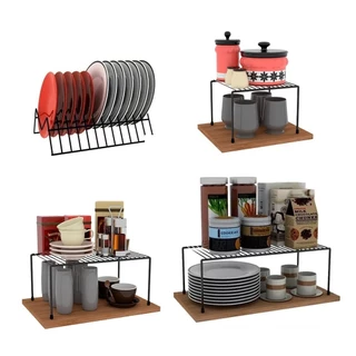 Kit Prateleiras Organizador Armário De Cozinha + Porta Pratos Suporte em Oferta na Shopee