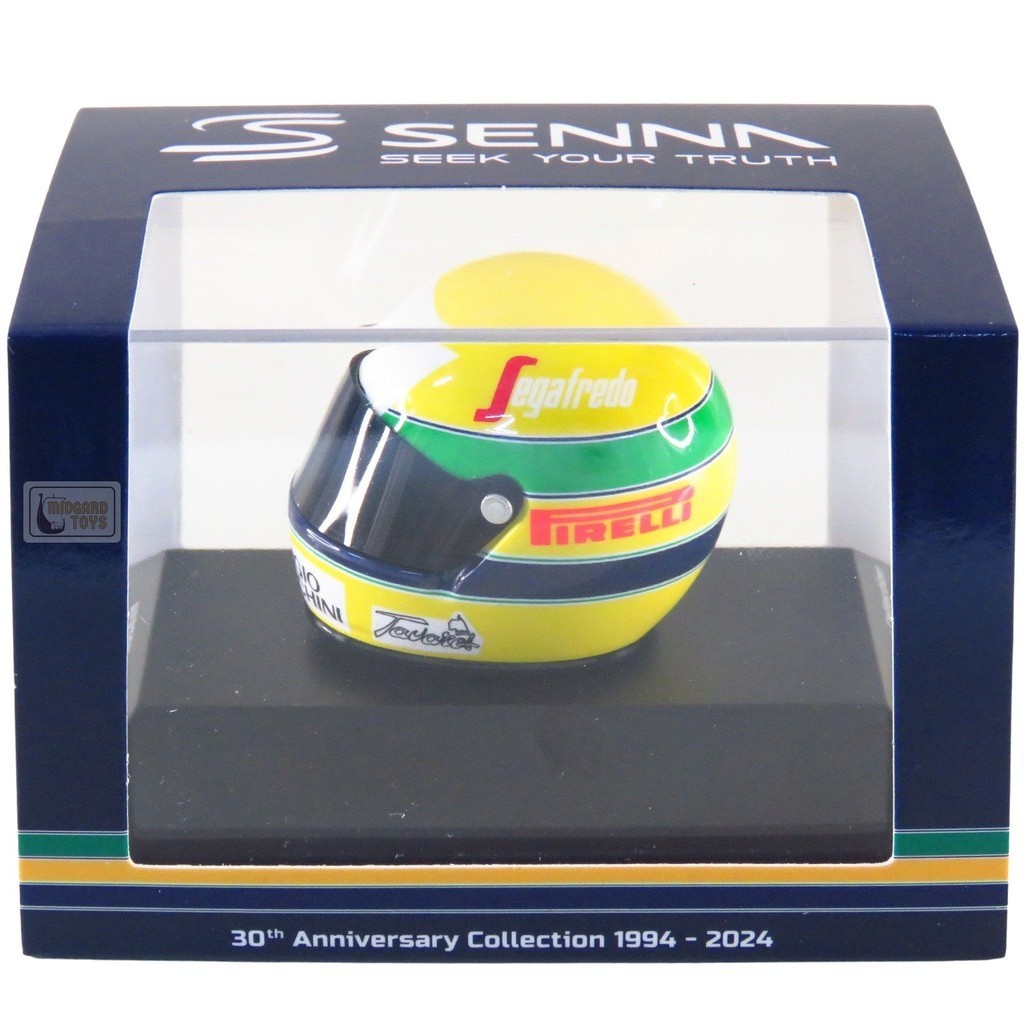 Capacete em Miniatura - Ayrton Senna - Formula 1 - 4cm - 1/8