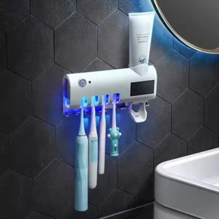 Porta Escovas De Dente Esterilizador Com Dispenser De Pasta Desinfecção UV