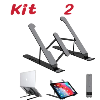 Kit 2 suporte portátil dobrável ajustável para laptop tablet