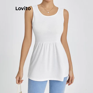 Lovito Regata básica lisa casual para mulheres LBL16309