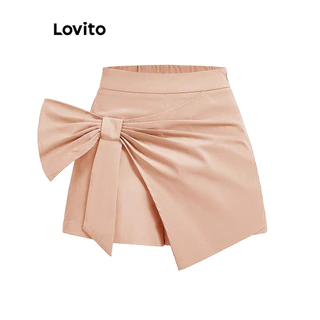 Lovito Elegante laço simples wrap short para mulheres L100MD307