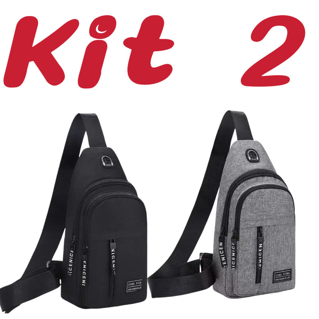 Kit 2 bolsa mensageiro masculina de grande capacidade fang