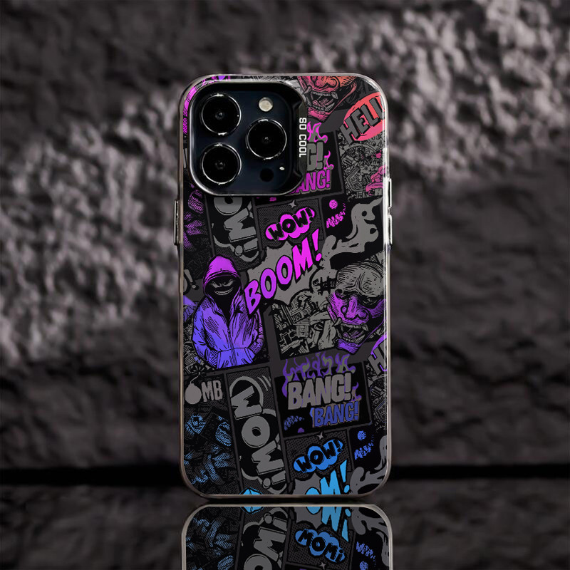 Capinha Capa Resistente A Choques Grafite estilo cômico Para iPhone 16 15 14 13 12 11 Promax XS MAX XR X 7 8 Plus case