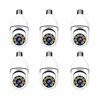 Kit 6 Câmera Lâmpada Wifi IP 360º Tudo Forte Full HD 1080p Motorizada Visão Noturna 7,5m