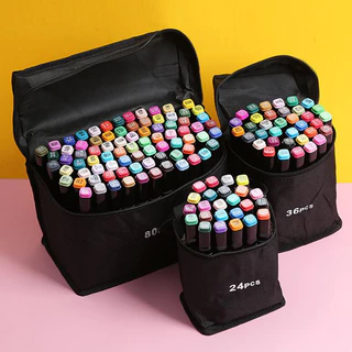 24/48/60 Cores Caneta Marcadora De Cabeça Dupla Oleosa Montagem Artística Para Estudantes Material Escolar Papelaria
