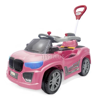 CARRINHO DE PASSEIO INFANTIL COM PEDAL E EMPURRADOR BM CAR ROSA QUADRICICLO BRINQUEDO MOTINHA MOTOCA MOTOQUINHA MARAL