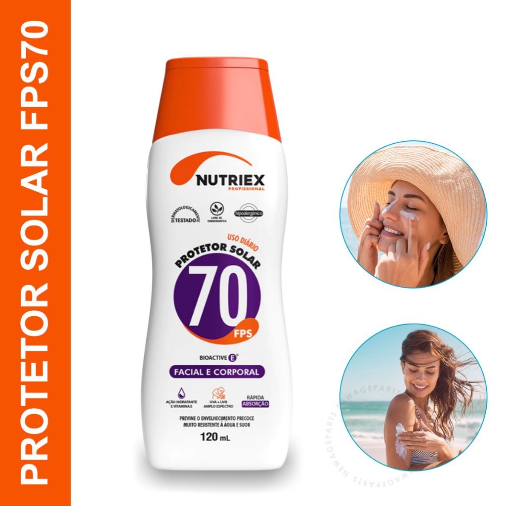 Protetor Solar FPS 70 Rosto E Corpo Profissional Nutriex 120ml | Shopee ...