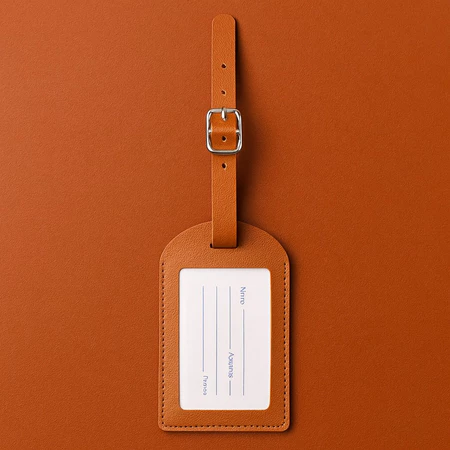 Tag identificador de mala em couro pu