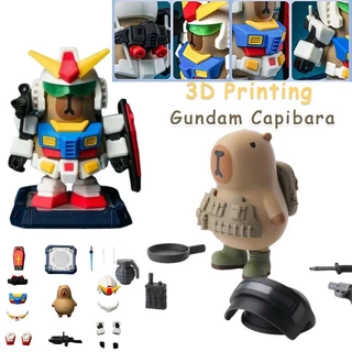 Gundam Capivara 3D Impresso Brinquedos Engraçados Adsorvível Modelo