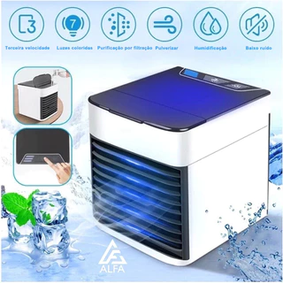 Mini Ar Condicionado Climatizador Usb Portátil Umidificador Cor Branco E Cinza Voltagem 110v