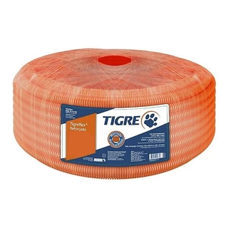 Mangueira Eletroduto Corrugada Laranja 3/4'' Rolo 50 Metros TIGRE