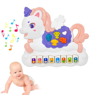 Teclado Piano Musical Bebe Brinquedo Infantil Divertido Som De Animais Unicornio