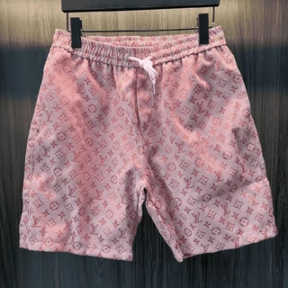 Calção Casual Calção de Rua Impresso na Tendência Novo Estilo Fino Calça de Verão Solta de Seda de Verão Moda Calça de Praia de Cinco Pontos