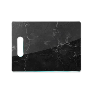 Tábua de Carne de Vidro 35x25 - Efeito Mármore - Preto