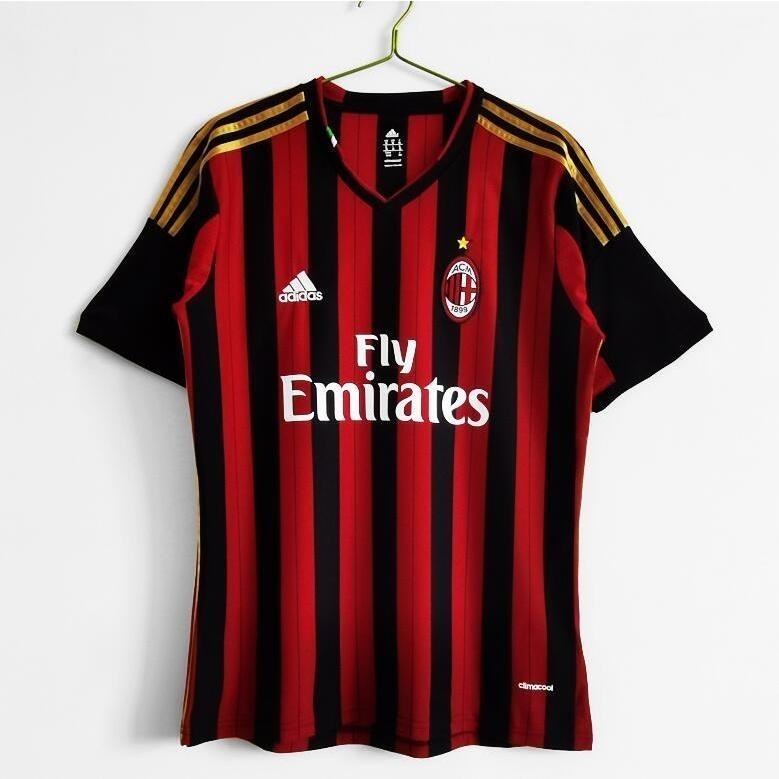 2013-14 AC Milan Home KAKA Season Retro Sports T-Shirt