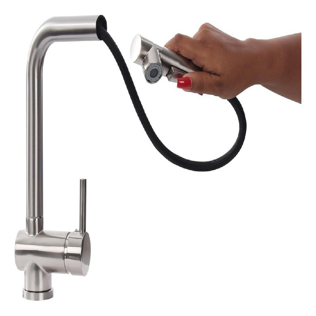 Torneira Cozinha Gourmet Monocomando Escovada Extensível