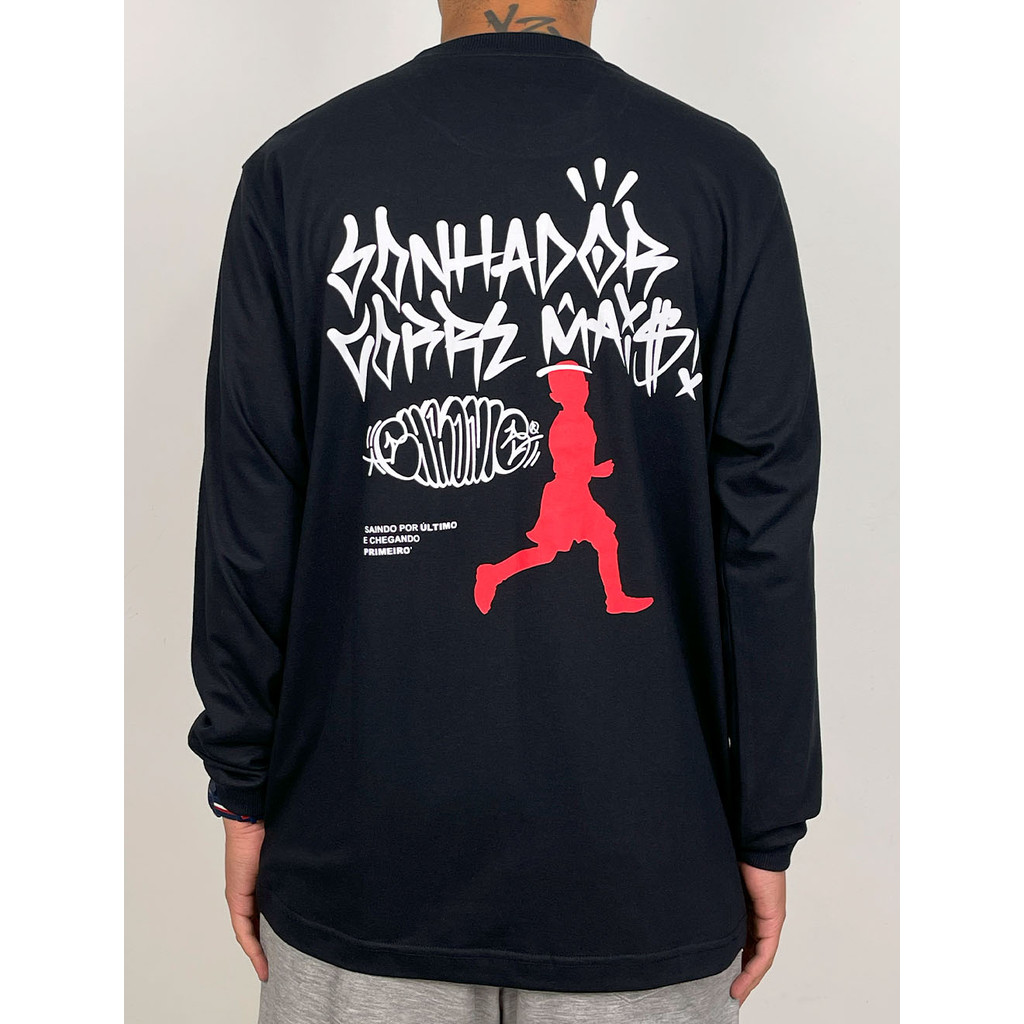 Camiseta Manga Longa Chronic Sonhador Corre Mais Shadow - Preta