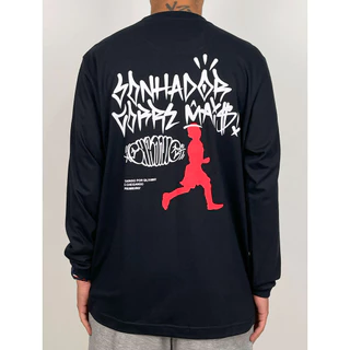Camiseta Manga Longa Chronic Sonhador Corre Mais Shadow - Preta