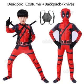 Traje De Halloween Para Kids Boys Deadpool Anime Filme Super-Herói Fantasia De Festa 90-160 Cm