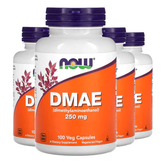 Kit 4x Dmae 250mg Now Foods Dimetilaminoetanol 100 Veg Caps /Made in Usa