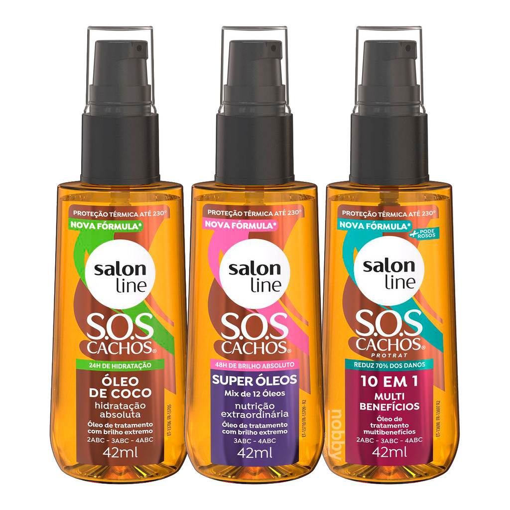 Kit 3 Super Óleos SOS Cachos Salon Line 42ml Óleo Tratamento | Shopee ...