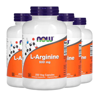 Kit 4x L-Arginina 500mg Now Foods L-Arginine 250 Veg Caps /Made in Usa