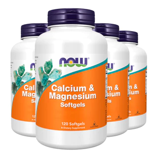 Kit 4x Cálcio e Magnésio Now Foods Vit D3 Zinc 120Sof Importado /Made in Usa