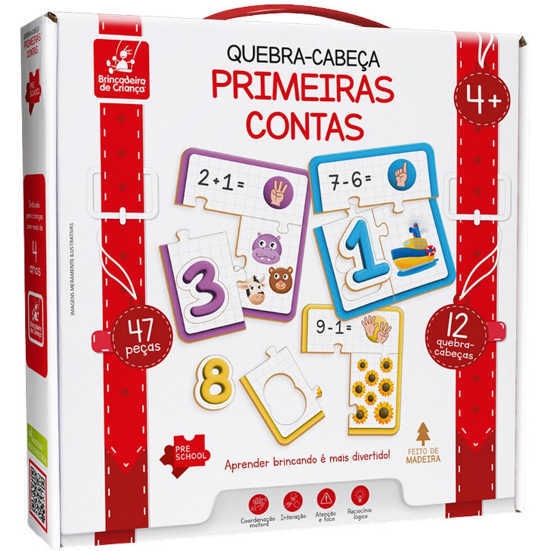 Jogo Educativo Infantil 4+ Anos Quebra Cabeça Primeiras Contas 47 Peças ...