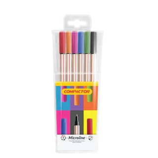 MARCADOR FINELINER COMPACTOR MICROLINER ESTOJO 6 CORES