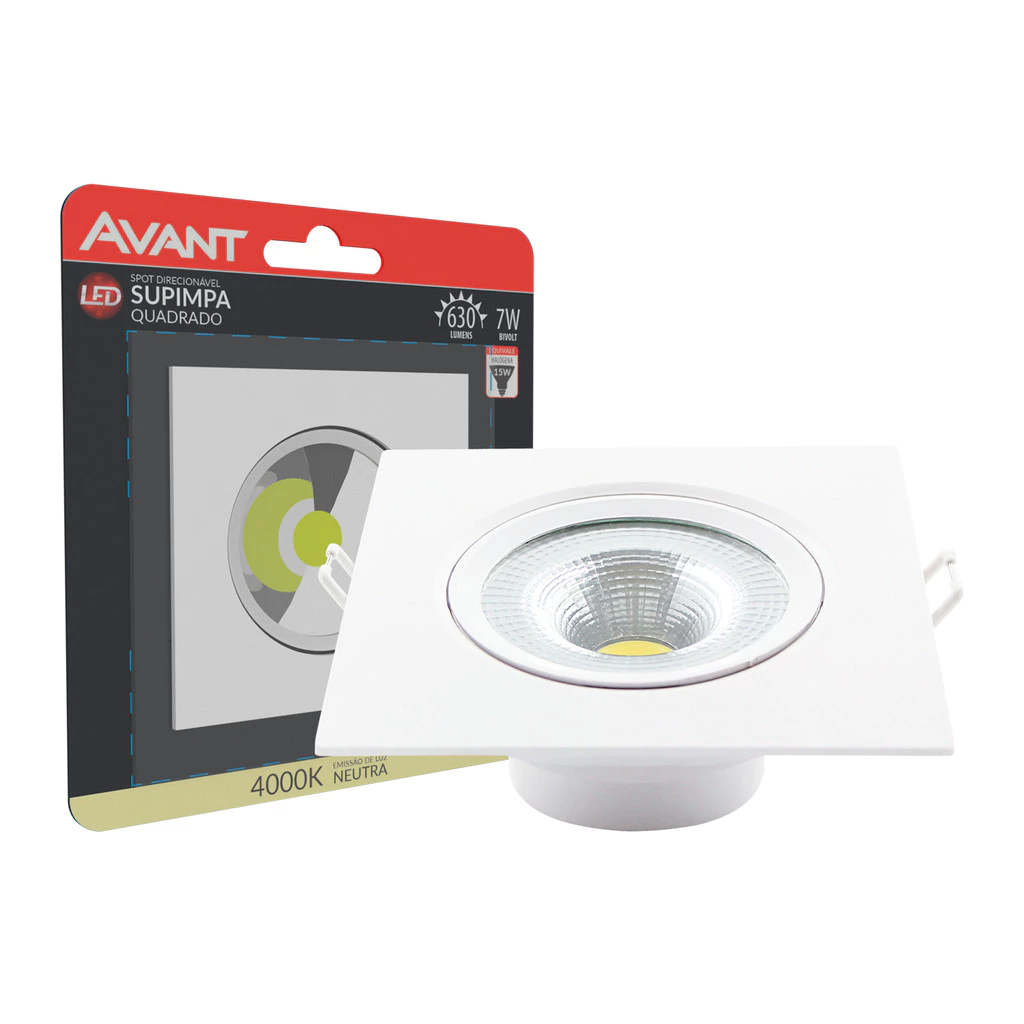 Spot Led Authentic Emb. Quadrado 7w 4000k 11.8cm BF Avant