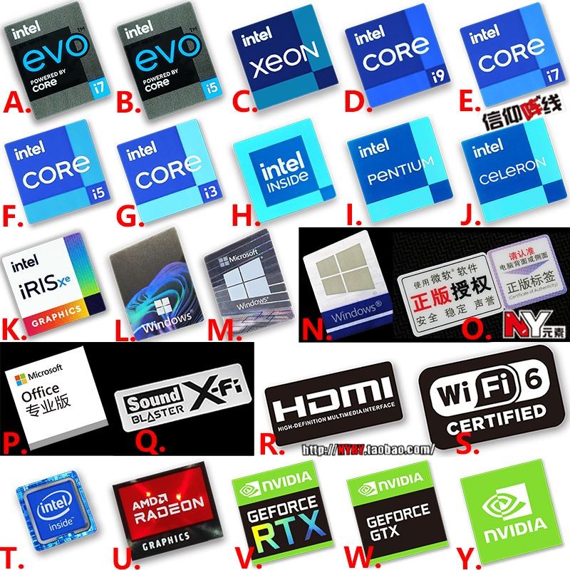 ◑Adesivo Digital Original 12a geração core i9 i5 i7 i5 i3 evo Notebook Desktop computador cpu etiqueta adesiva