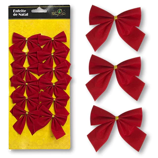 Kit 24 Lacinhos Veludo Vermelho Natalino p/ Árvore de Natal Guirlanda Decoração Natalina Festas Eventos Lembrancinhas Artesanato
