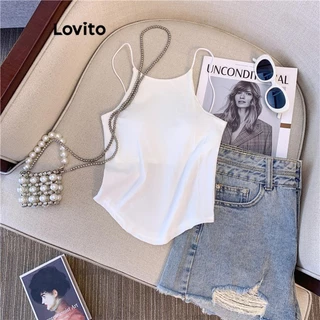 Lovito Regata feminina casual com estrutura lisa LNE74008