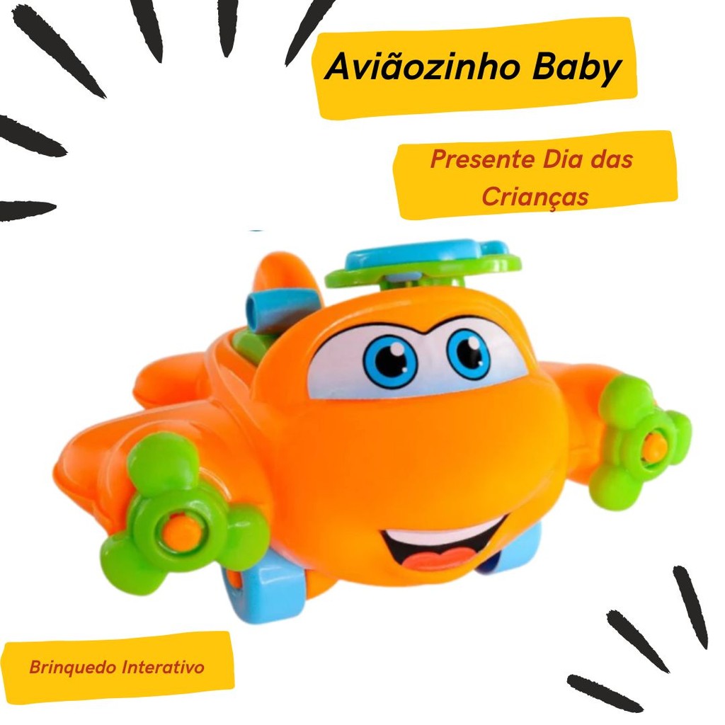 Baby Plane Aviãozinho de Brinquedo Interativo - Avião Brinquedo Infantil Diversão - Presente Dia das Crianças