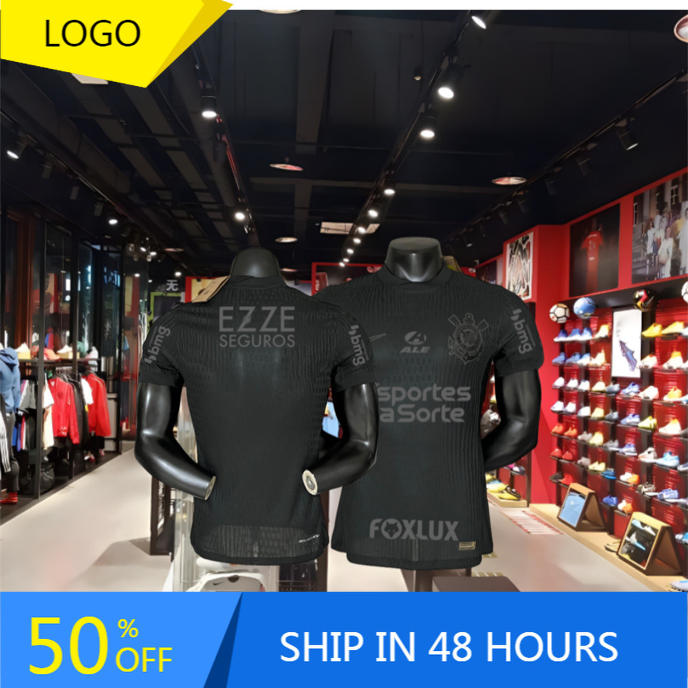 Camisa de Futebol 24/25 Away Jersey Camisa Masculina Preta Moletom (Versão do Jogador)