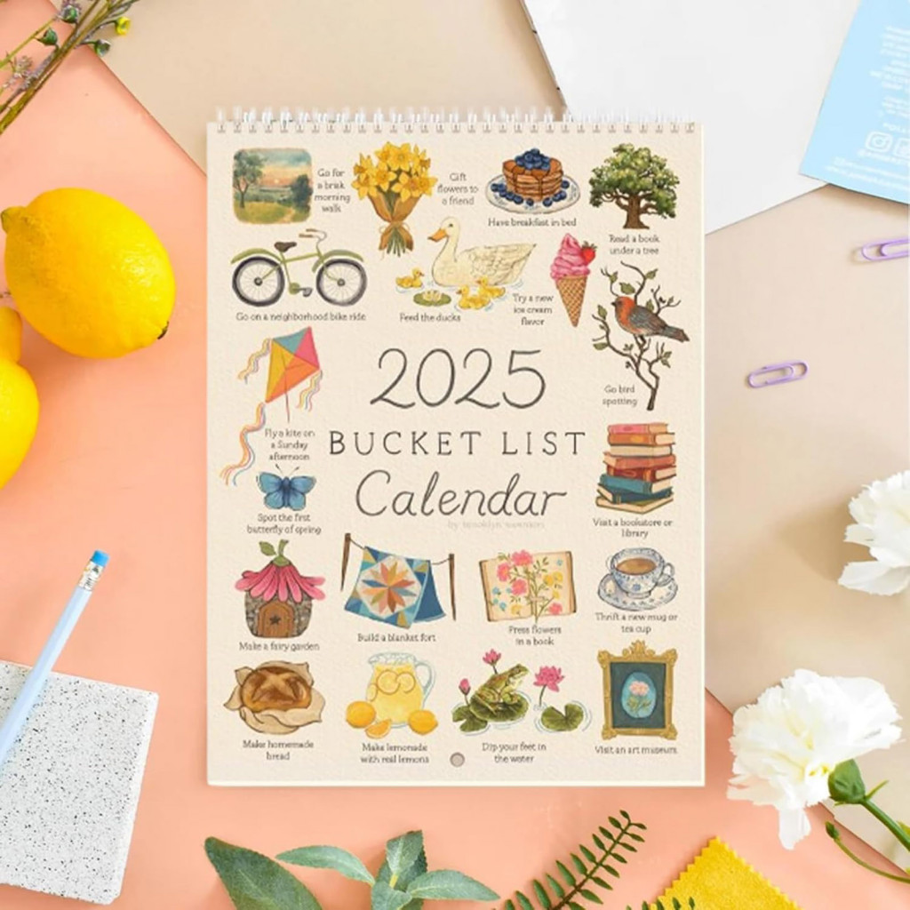 Seasonal Patterned Monthly Calendar 2025 Bucket List Gardening