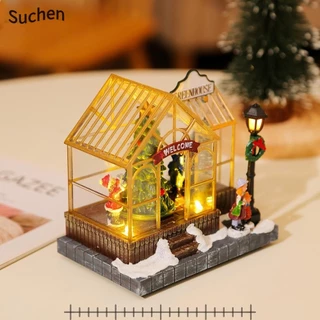 SUCHENJ2 Enfeites De Árvore De Casa De Natal , Luzes LED Decoração De Cena De Vila Musical De Papai Noel ,