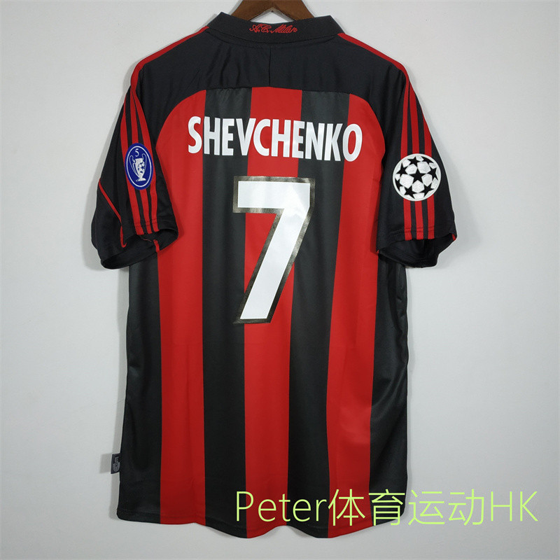 7#Shevchenko Camisa personalizada retrô AC Milan Home 2000-2002