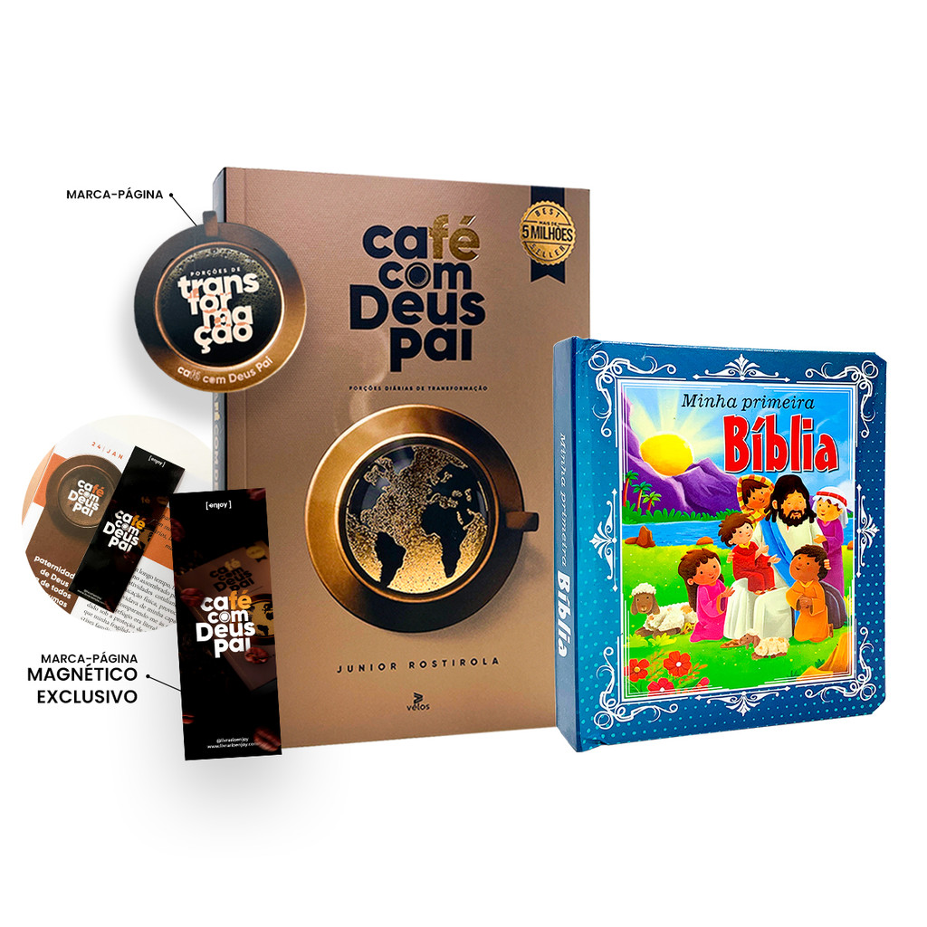 Café com Deus Pai 2025 + Minha Primeira Bíblia + 2 Marca Páginas ...