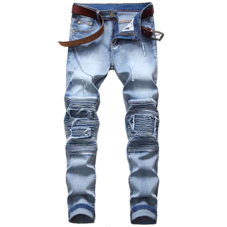 Jeans de motocicleta de rua masculina transfronteiriça europeia e americana