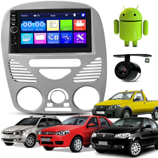 Kit Central Multimidia Espelhamento Android Ios Strada/Palio/Siena/Weekend 2002 A 10 11 12 2013 2014