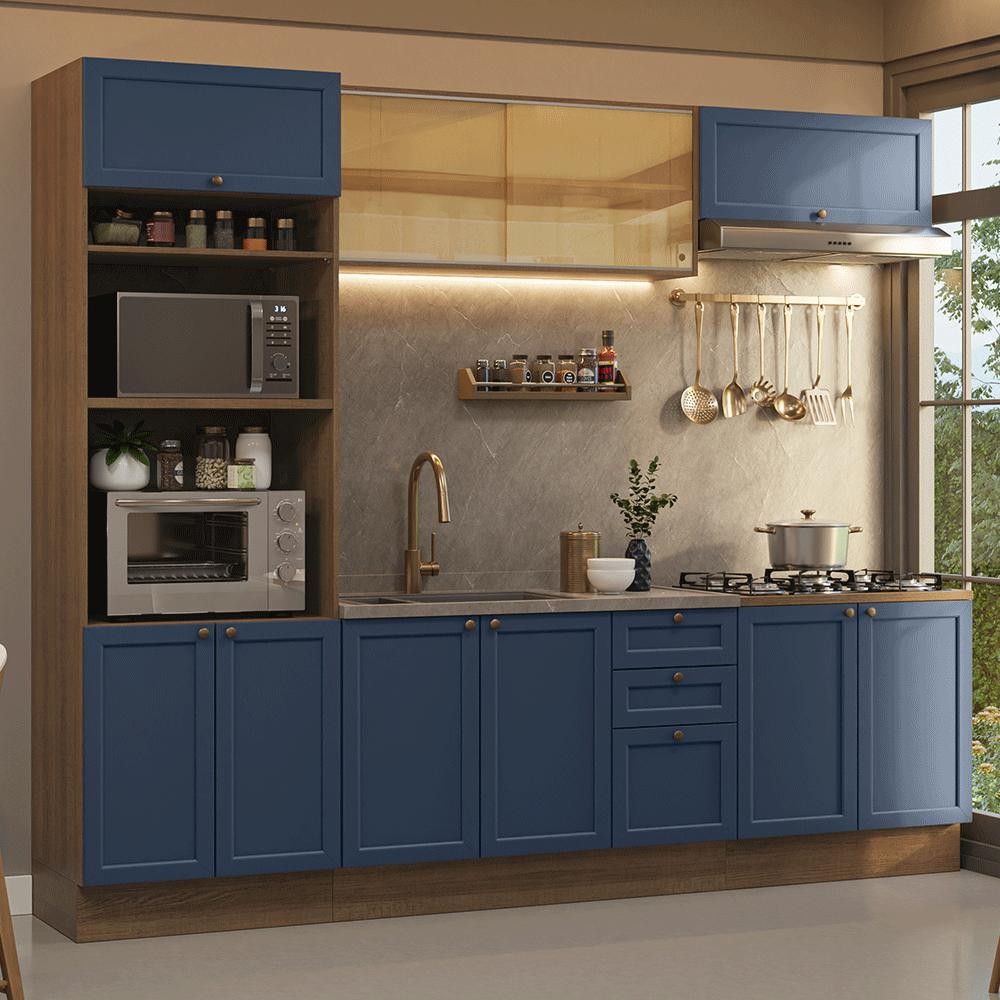 sutssy9ページ Armário de Cozinha Completa 270 cm Rustic/Azul Vik Madesa 02