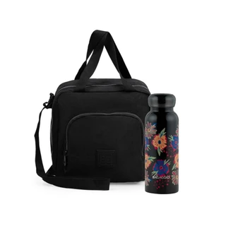 Kit Térmico Lancheira Pop Fun +Garrafa Floral 500ml Bagaggio