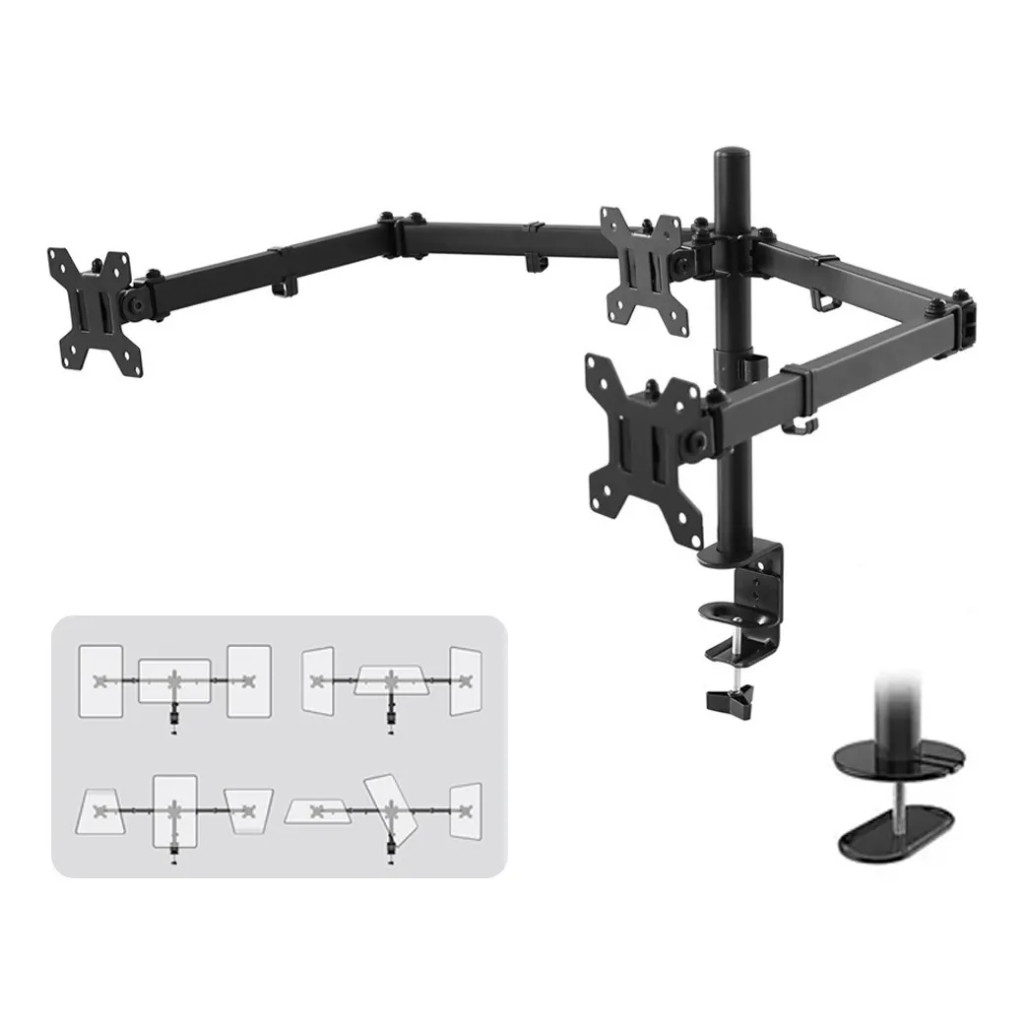 Suporte Para Monitor E Laptop De 3 Telas, 10-30 Pol