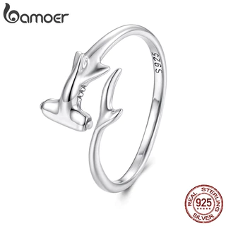 Bamoer 925 Prata Esterlina Anel Aberto Tamanho Ajustável Tubarão Martelo Moda Jóias Presentes Para Mulher em Oferta na Shopee