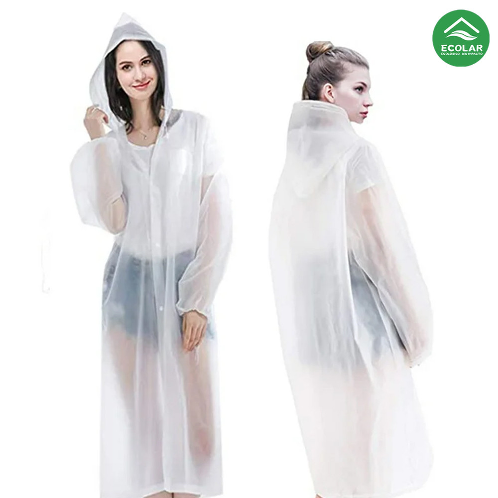 Capa de Chuva em PVC Grossa Longa com Capuz: Kit Transparente Reforçado ...