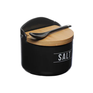 Saleiro Manhattan Porta Sal Em Porcelana E Bambu 290ml