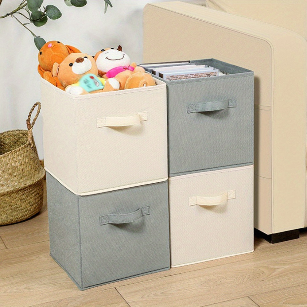 Kit 3 Cesto Caixa Quadrado Organizadora Dobrável Tecido TNT Guarda Roupas Brinquedos Tiko
